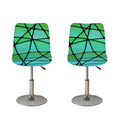 Teal Stained Glass Mosaic Print Bar Stool Covers