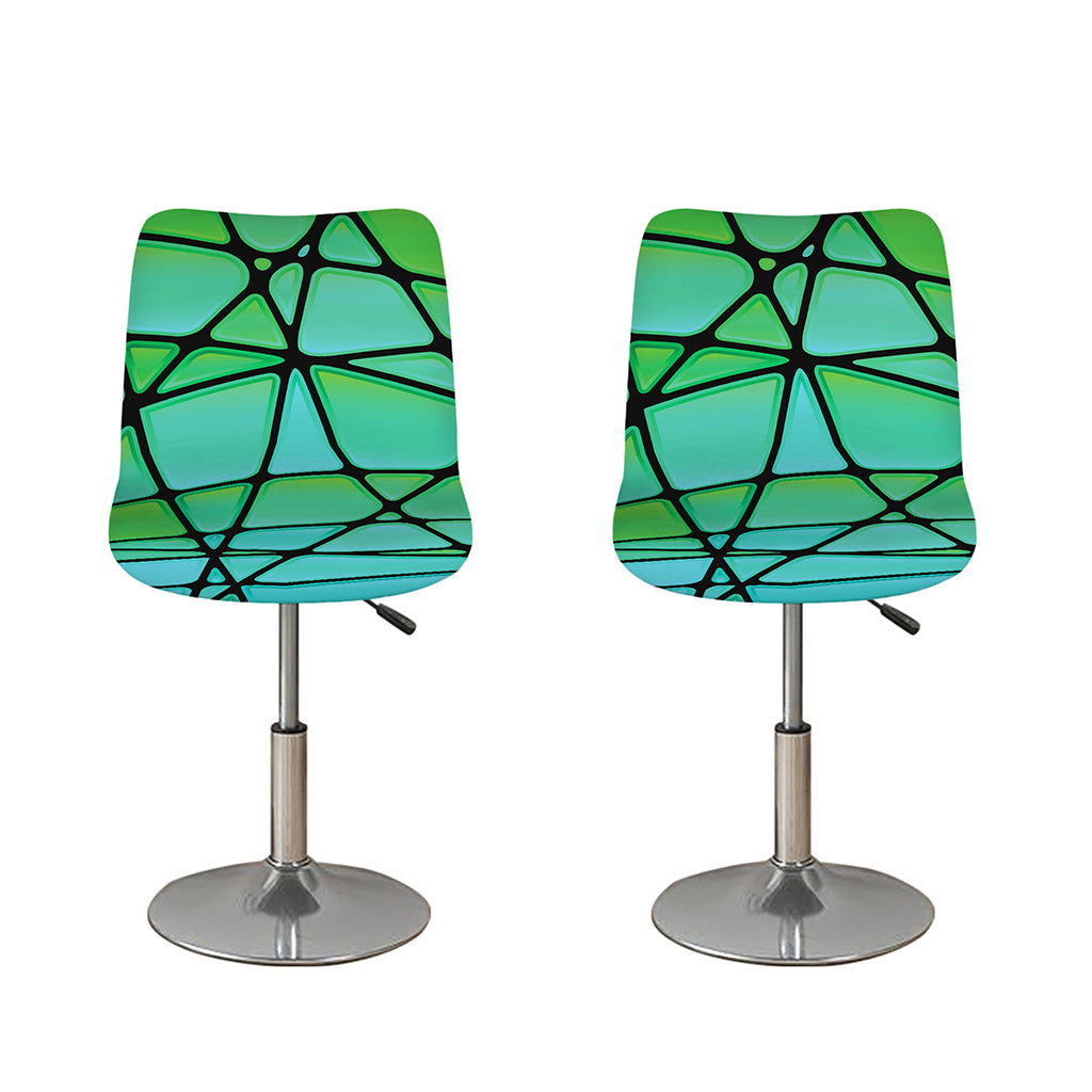 Teal Stained Glass Mosaic Print Bar Stool Covers