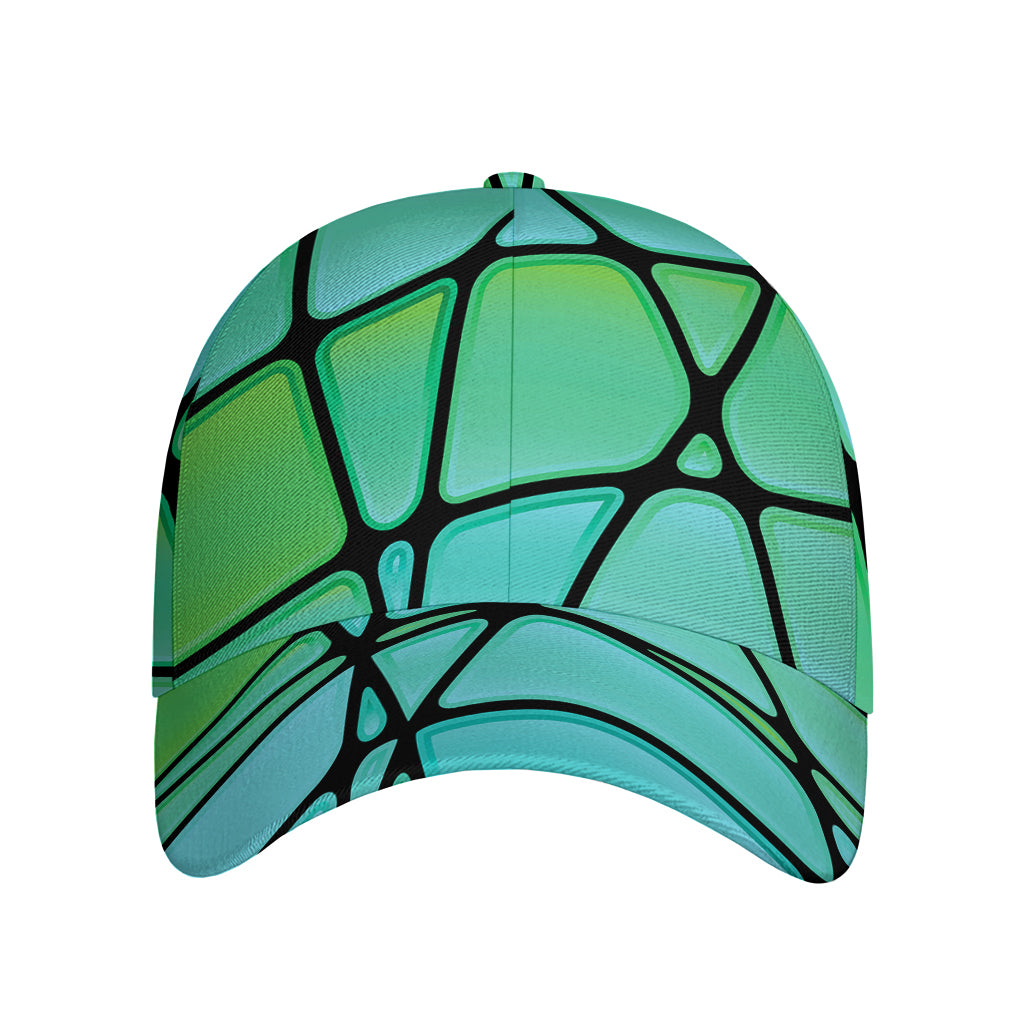 Teal Stained Glass Mosaic Print Baseball Cap