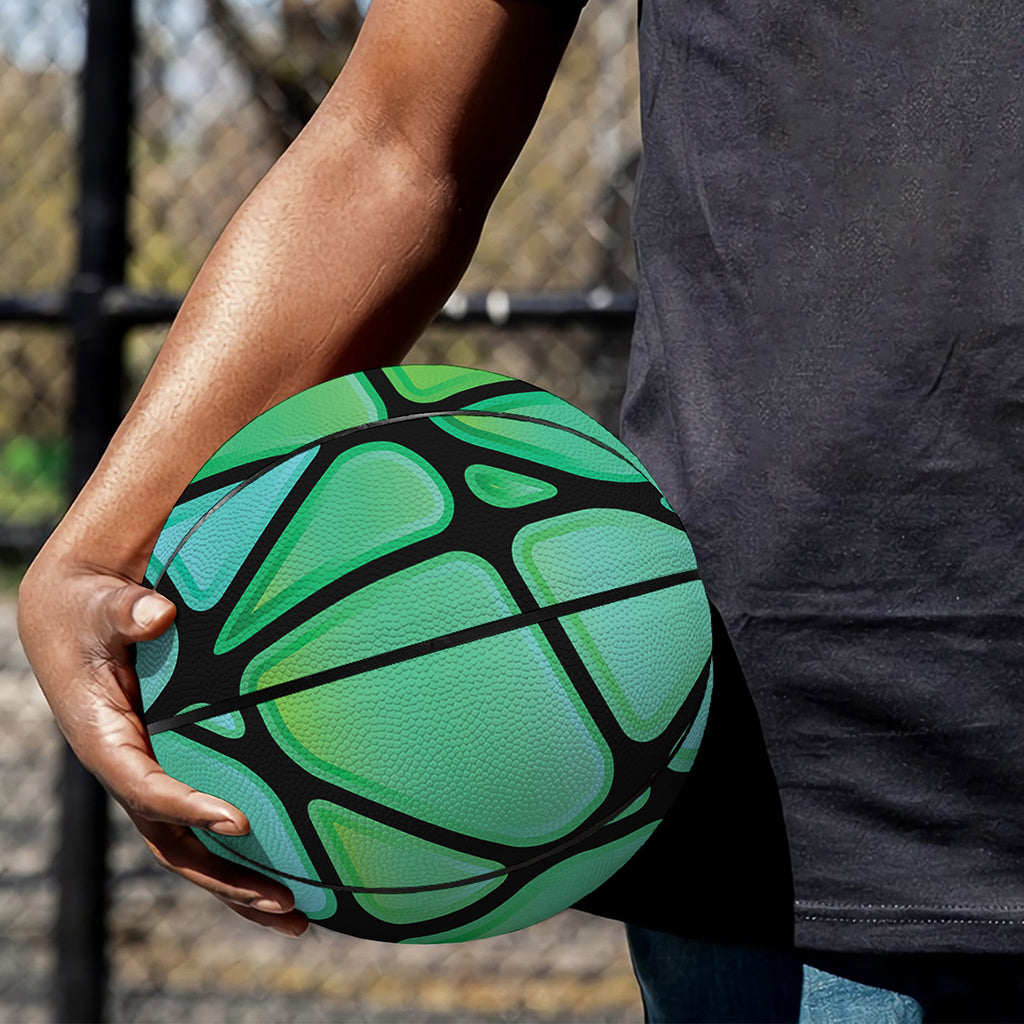Teal Stained Glass Mosaic Print Basketball