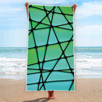 Teal Stained Glass Mosaic Print Beach Towel