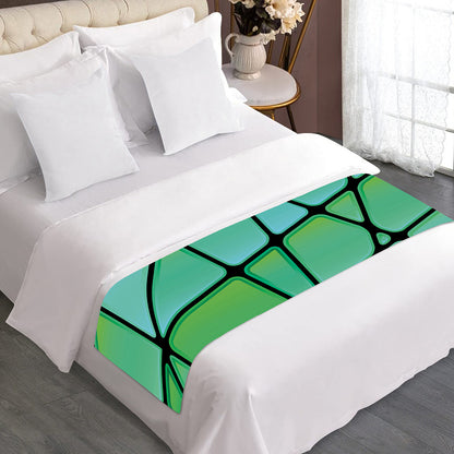 Teal Stained Glass Mosaic Print Bed Runner
