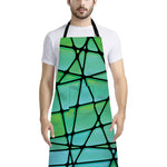 Teal Stained Glass Mosaic Print Bib Apron With Pocket