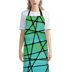 Teal Stained Glass Mosaic Print Bib Apron With Pocket