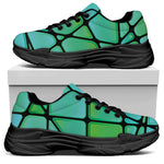 Teal Stained Glass Mosaic Print Black Chunky Shoes