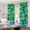 Teal Stained Glass Mosaic Print Dimout Grommet Curtains