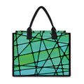Teal Stained Glass Mosaic Print Canvas Tote Bag
