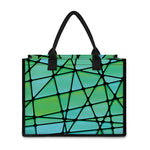 Teal Stained Glass Mosaic Print Canvas Tote Bag