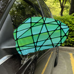 Teal Stained Glass Mosaic Print Car Side Mirror Covers