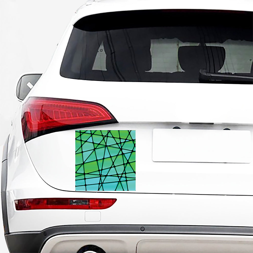 Teal Stained Glass Mosaic Print Car Sticker