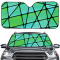 Teal Stained Glass Mosaic Print Car Windshield Sun Shade