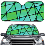 Teal Stained Glass Mosaic Print Car Windshield Sun Shade