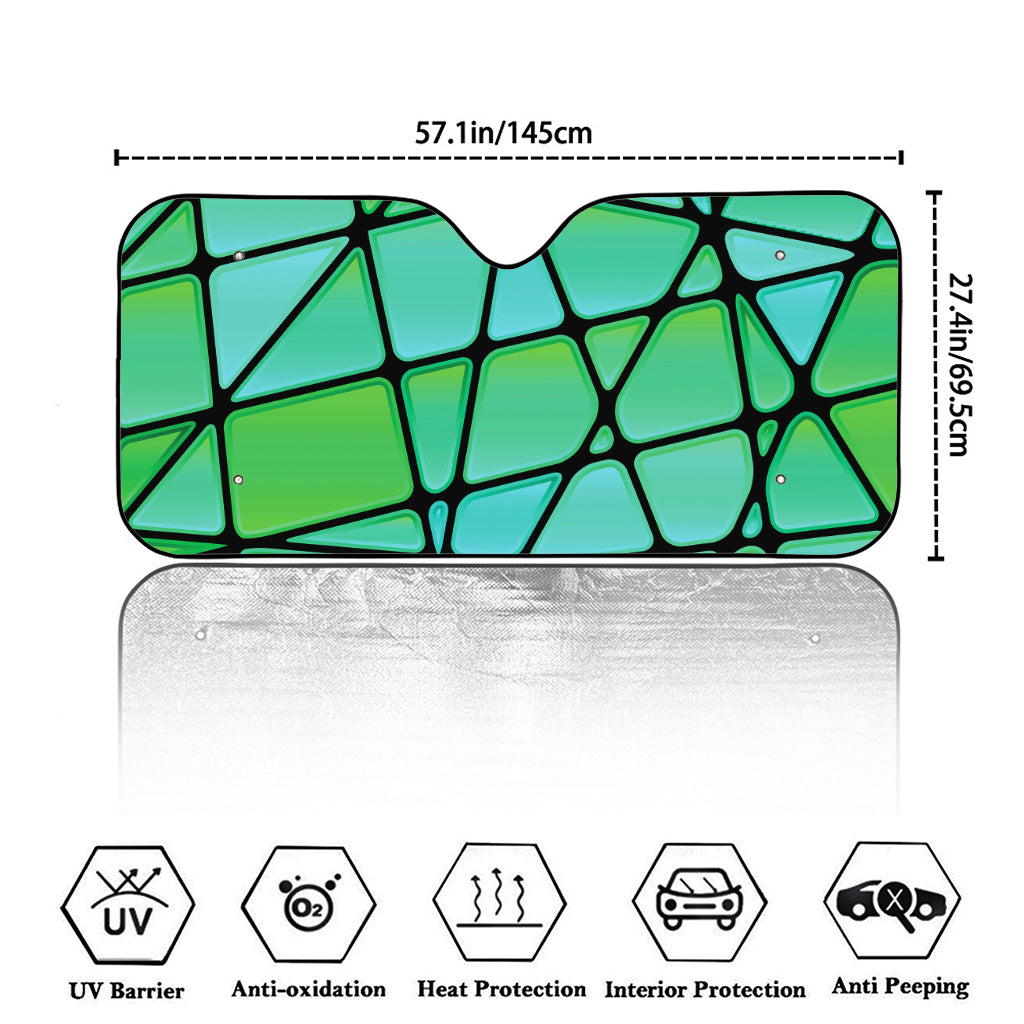 Teal Stained Glass Mosaic Print Car Windshield Sun Shade