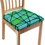 Teal Stained Glass Mosaic Print Chair Cushion Cover