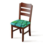 Teal Stained Glass Mosaic Print Chair Cushion Cover