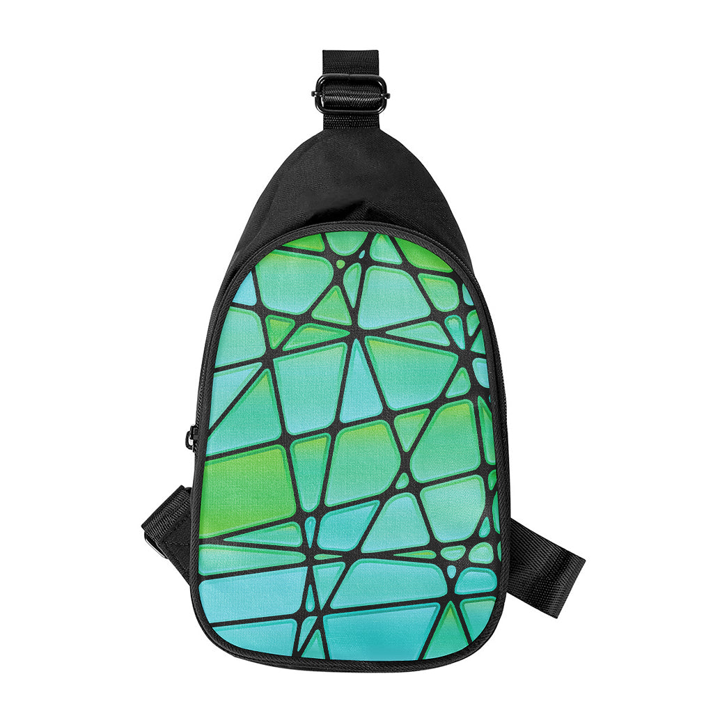 Teal Stained Glass Mosaic Print Chest Bag