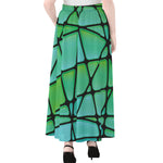 Teal Stained Glass Mosaic Print Chiffon Maxi Skirt