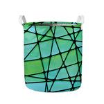 Teal Stained Glass Mosaic Print Collapsible Laundry Basket
