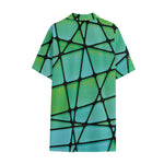 Teal Stained Glass Mosaic Print Cotton Hawaiian Shirt