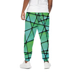 Teal Stained Glass Mosaic Print Cotton Pants