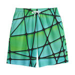 Teal Stained Glass Mosaic Print Cotton Shorts