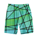 Teal Stained Glass Mosaic Print Cotton Shorts