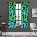 Teal Stained Glass Mosaic Print Grommet Curtain Panels