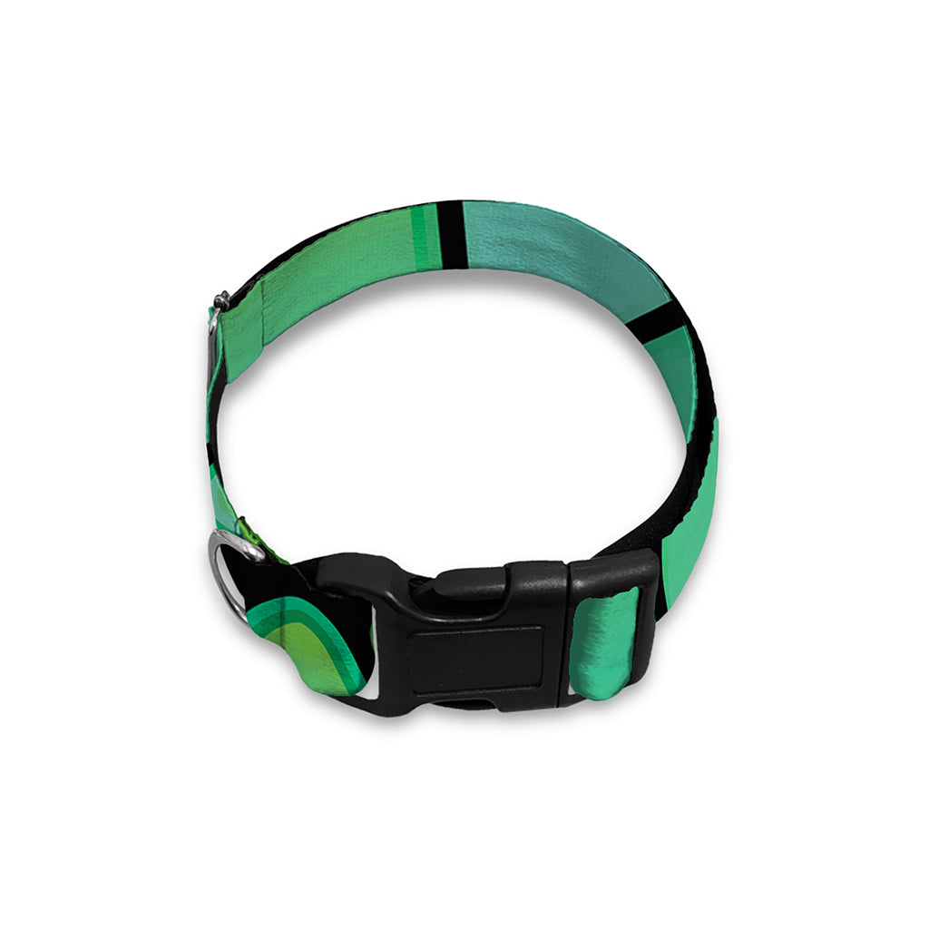 Teal Stained Glass Mosaic Print Dog Collar
