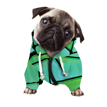 Teal Stained Glass Mosaic Print Dog Zip Up Hoodie