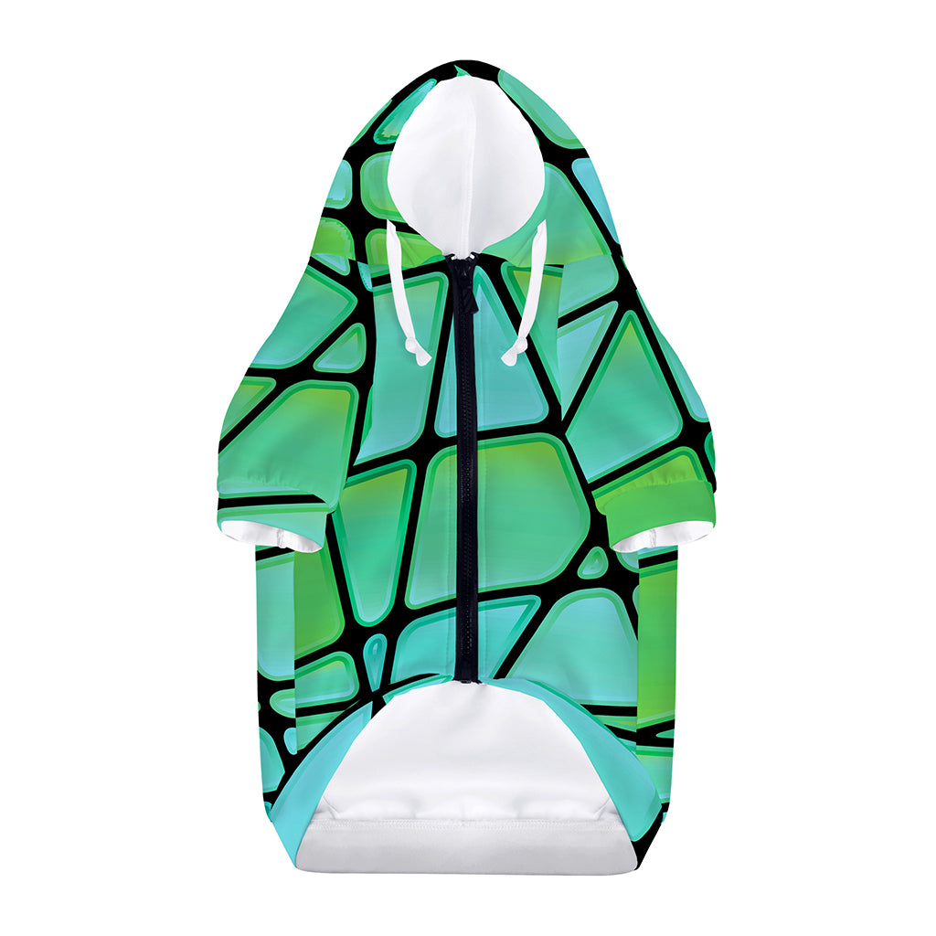 Teal Stained Glass Mosaic Print Dog Zip Up Hoodie