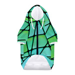 Teal Stained Glass Mosaic Print Dog Zip Up Hoodie