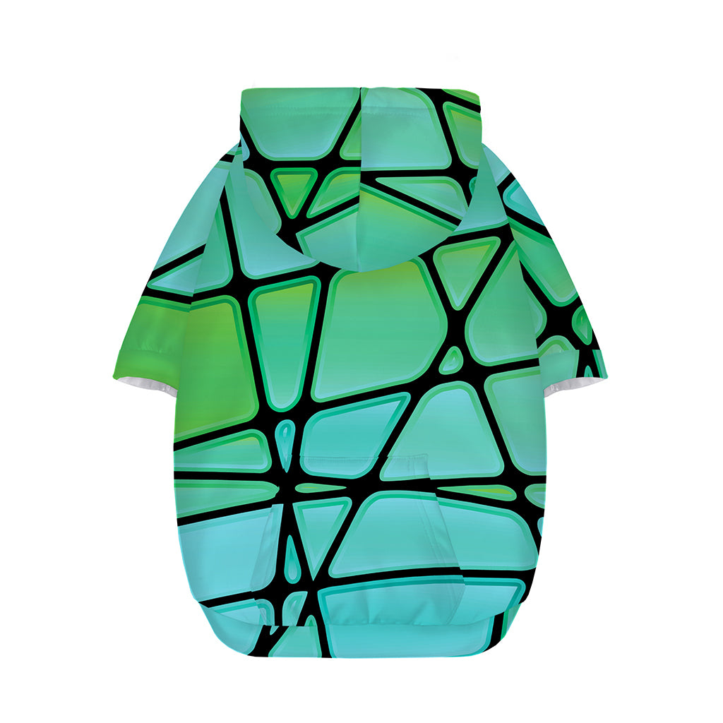 Teal Stained Glass Mosaic Print Dog Zip Up Hoodie