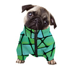 Teal Stained Glass Mosaic Print Dog Zip Up Jacket
