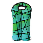 Teal Stained Glass Mosaic Print Double Neoprene Wine Tote