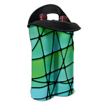 Teal Stained Glass Mosaic Print Double Neoprene Wine Tote