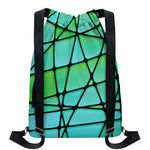 Teal Stained Glass Mosaic Print Drawstring Backpack