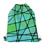 Teal Stained Glass Mosaic Print Drawstring Bag