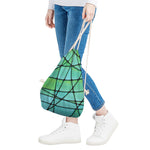 Teal Stained Glass Mosaic Print Drawstring Bag