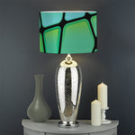 Teal Stained Glass Mosaic Print Drum Lamp Shade