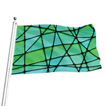 Teal Stained Glass Mosaic Print Flag