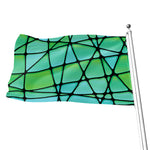 Teal Stained Glass Mosaic Print Flag