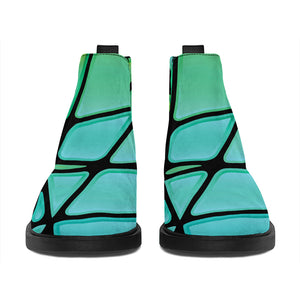 Teal Stained Glass Mosaic Print Flat Ankle Boots