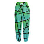 Teal Stained Glass Mosaic Print Fleece Lined Knit Pants