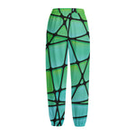 Teal Stained Glass Mosaic Print Fleece Lined Knit Pants