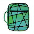 Teal Stained Glass Mosaic Print Front Pocket Bible Bag