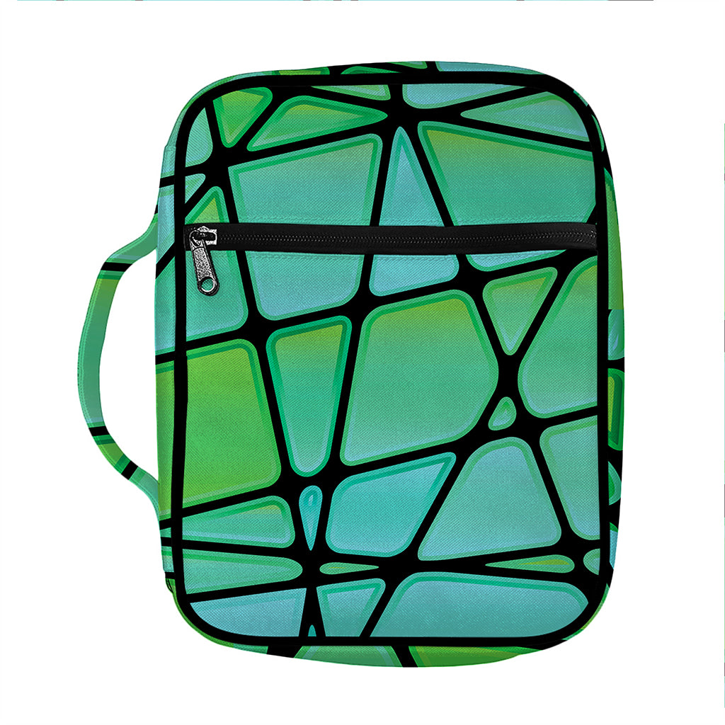 Teal Stained Glass Mosaic Print Front Pocket Bible Bag