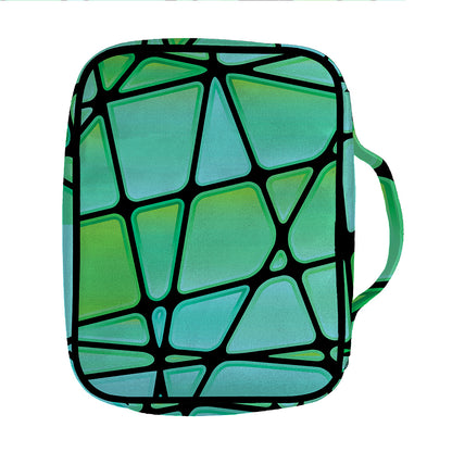 Teal Stained Glass Mosaic Print Front Pocket Bible Bag