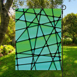 Teal Stained Glass Mosaic Print Garden Flag