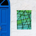 Teal Stained Glass Mosaic Print Garden Flag