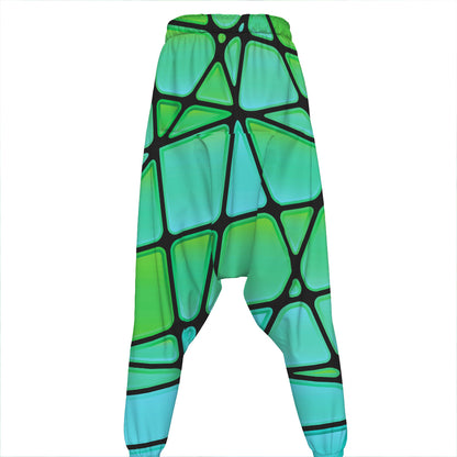Teal Stained Glass Mosaic Print Hammer Pants